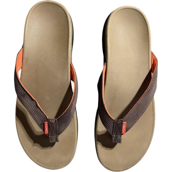 Vionic Mislander Mens Flip Flops Dark Brown Size 12 Comfort Sandals EU45 Slip-On